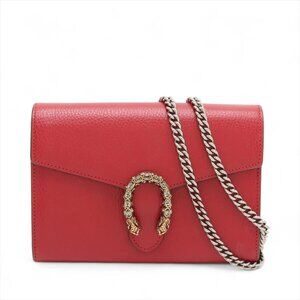 👜 Gucci Dionysus Leather Chain Wallet Red 401231